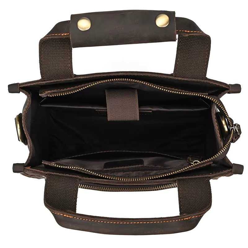 Geanta pentru barbati, Zian GT3266, piele naturala, Maro - 3 | YEO