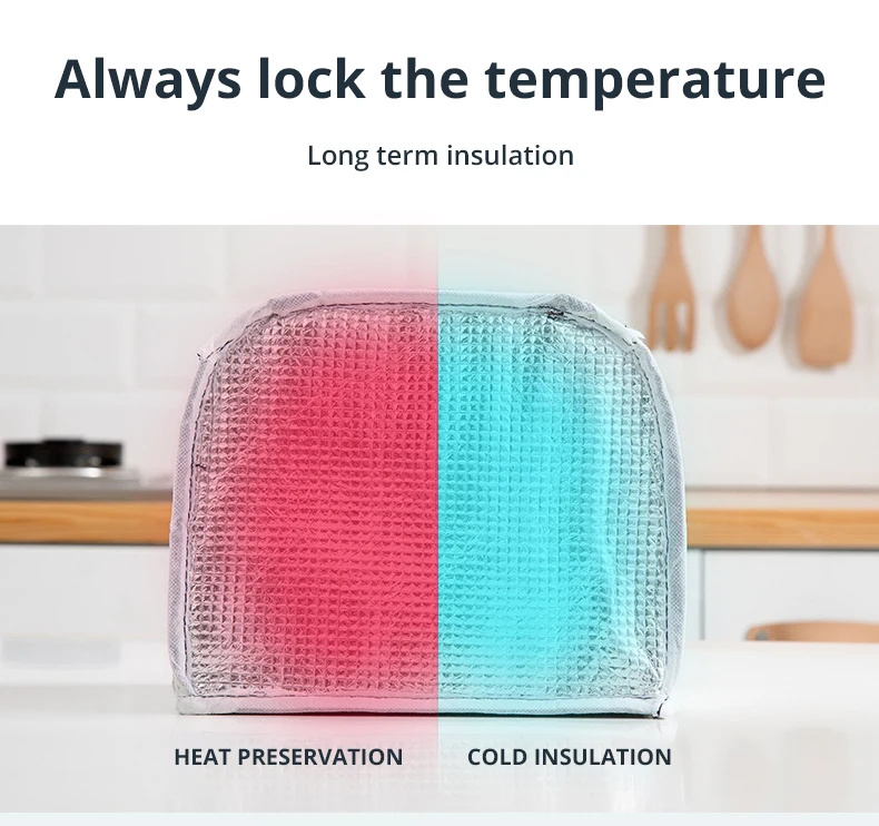 Geantă termoizolantă pentru prânz, material textil, mânere scurte, albastru — imaginea 6