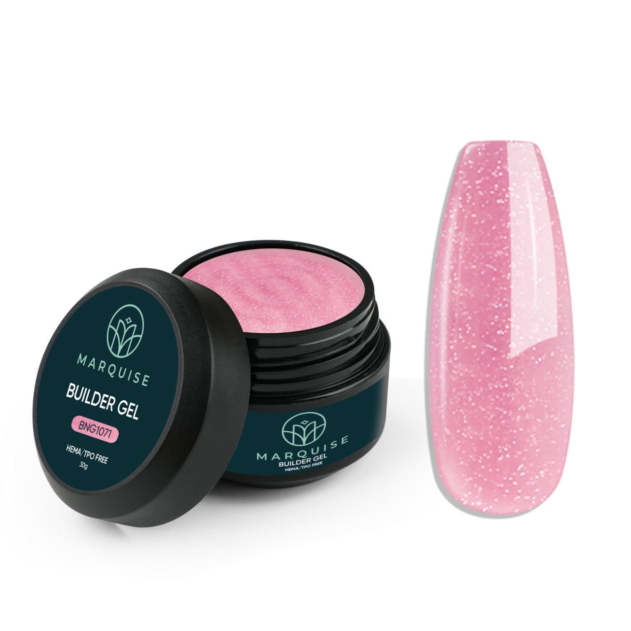 Gel UV Constructie Unghii HEMA/TPO FREE, Marquise, Glitter BNG1071, 30 g