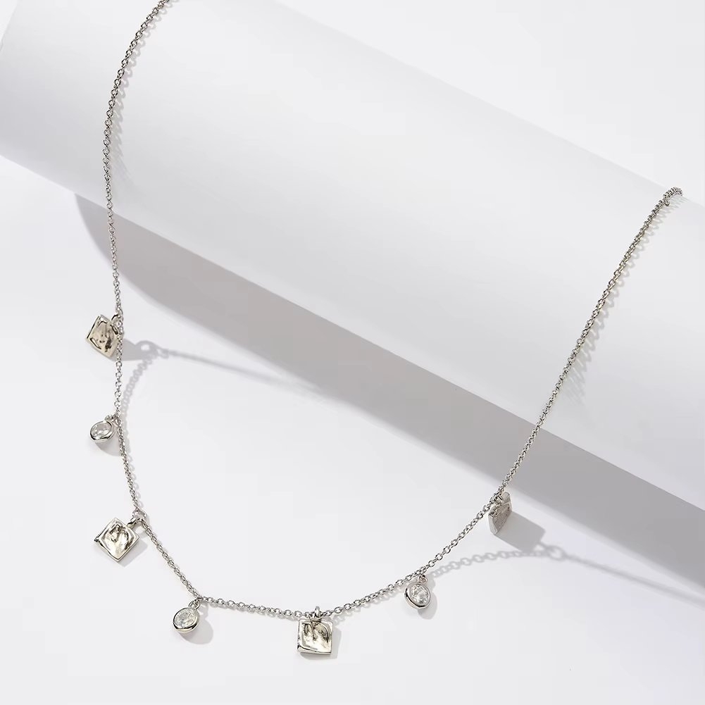 Lantisor argint 925, JW1766, model tip chocher, placat cu rodiu