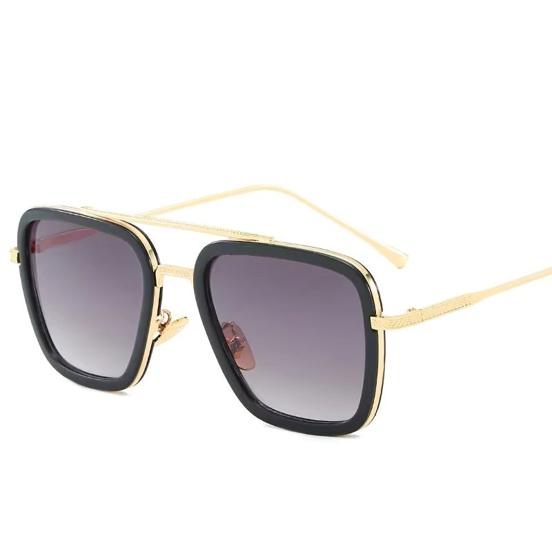 Ochelari de soare unisex, SG165, Gri/Auriu