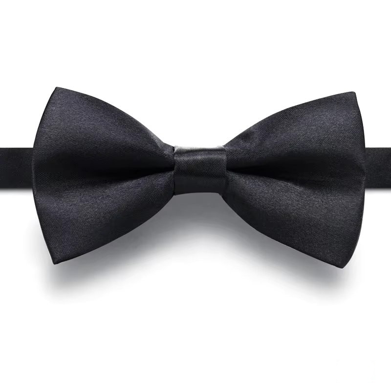 Papion bărbați din satin, pre-legat cu bandă reglabilă, negru