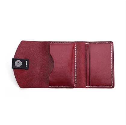 Port card dama, Anara PT1250, piele naturala, Negru/Rosu - 3 | YEO