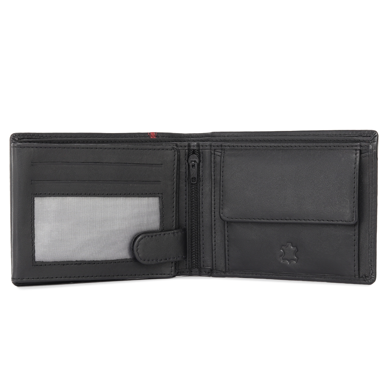 Portofel barbati Ronno, Traian PT1447, piele naturala, Negru / Rosu - imagine 4