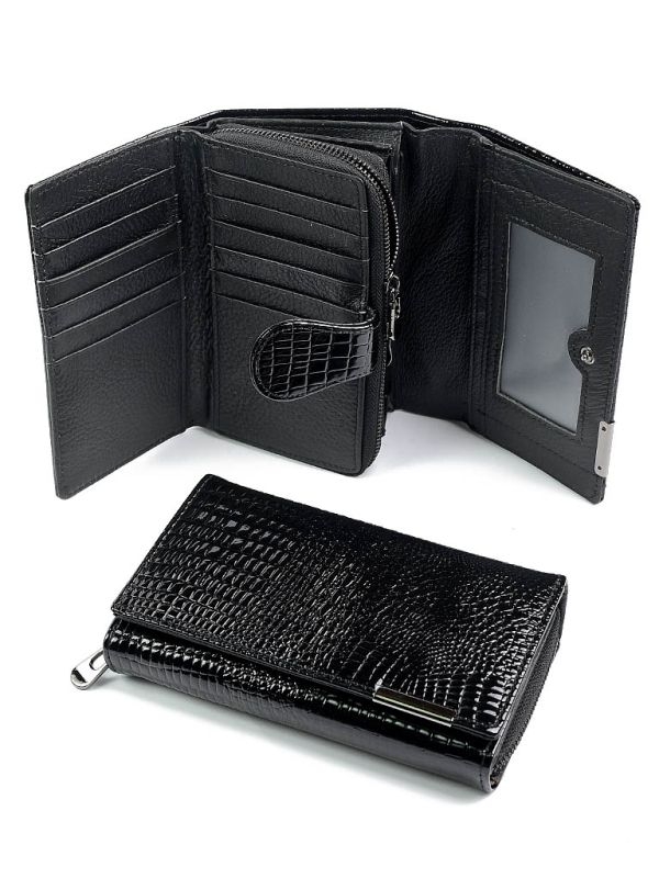 Portofel dama, 5261, piele naturala, Negru