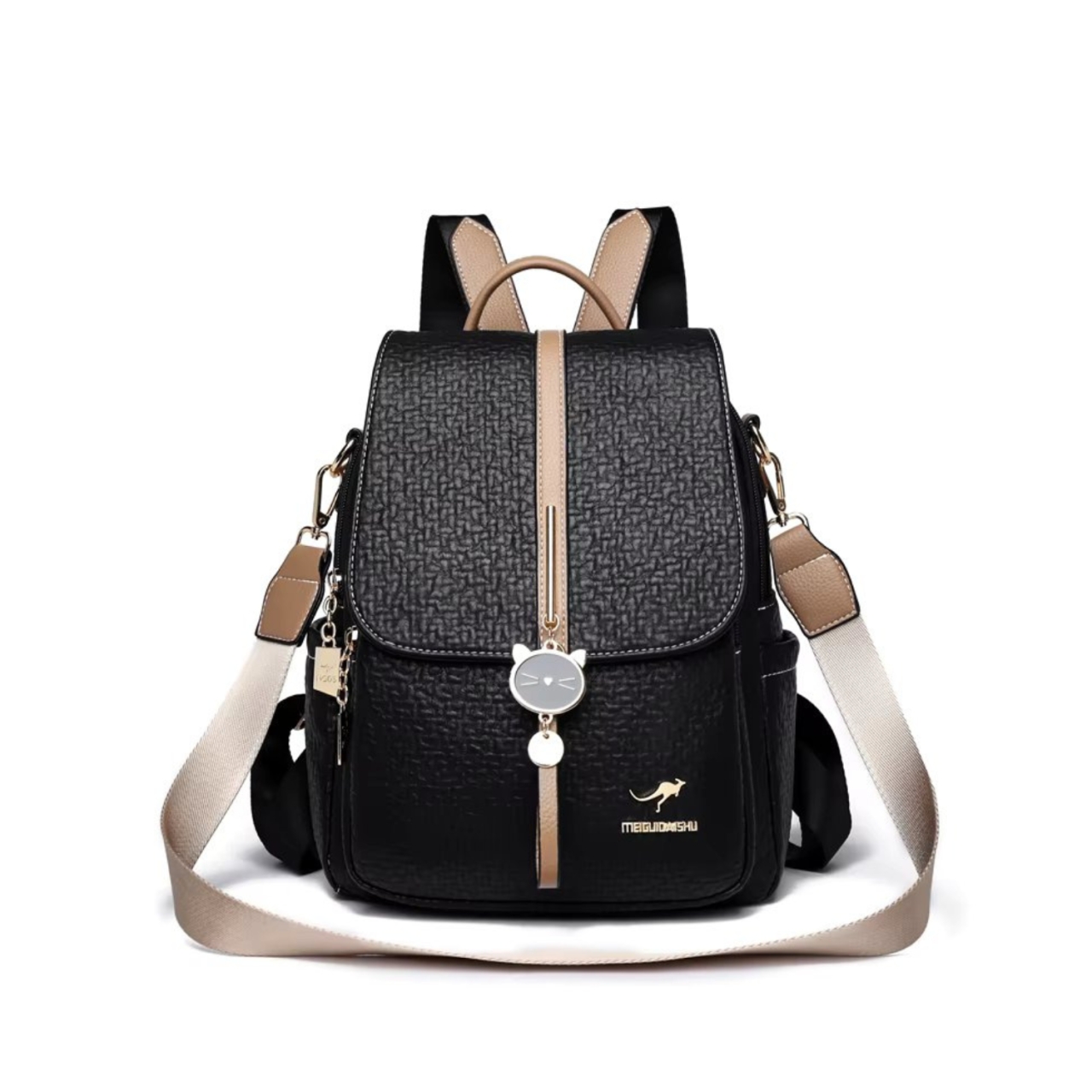 Rucsac dama, Iliris GT3604, Negru/Maro