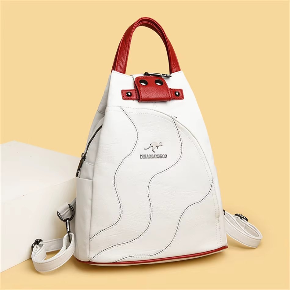 Rucsac dama, Viella GT3593, Crem/Rosu - 2 | YEO