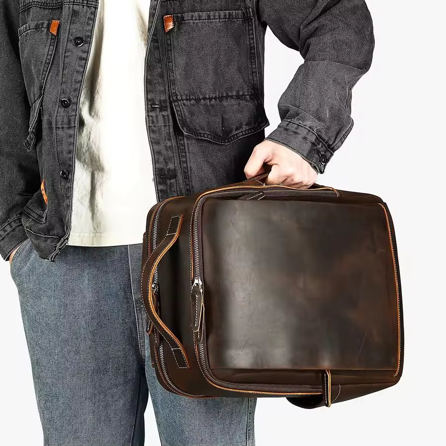 Rucsac pentru barbati, Sylas GT3319, piele naturala, Maro inchis - 2 | YEO