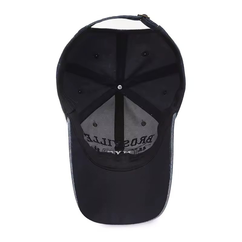 Șapcă baseball pentru bărbați, aspect uzat, broderie frontală, maro — imaginea 3