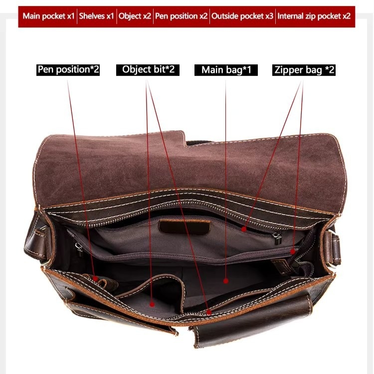 Servieta pentru barbati, Dastan GT3270, piele naturala, Maro cafeniu
