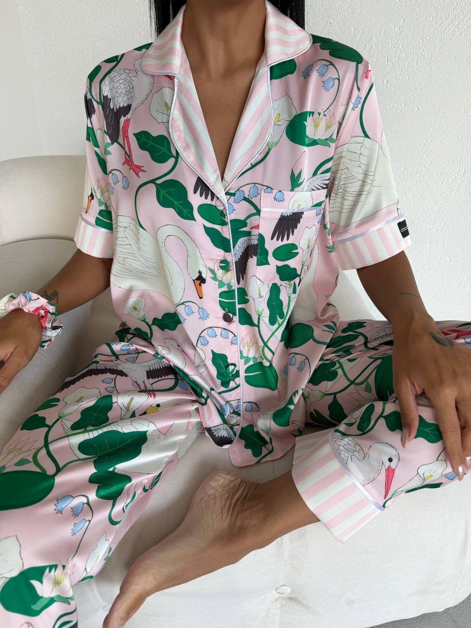 Set pijama dama din doua piese, cu nasturi – 2500381, Botanic Dream - imagine 7