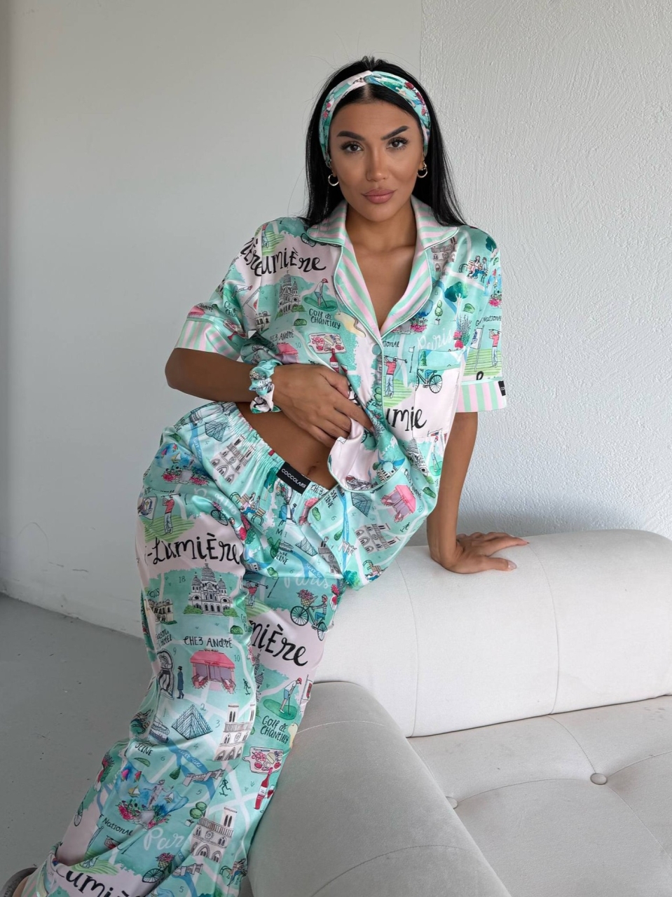 Set pijama dama din doua piese, cu nasturi – 2500387, City Escape - imagine 3