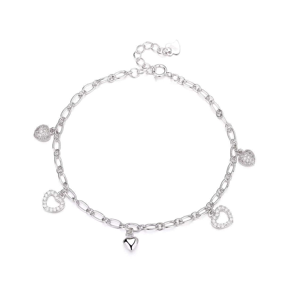 Bratara din argint 925 pentru dama, JW1617, model inimioare, placata cu rodiu