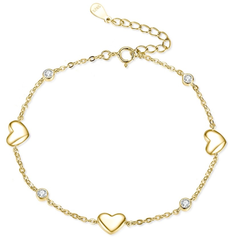 Bratara din argint 925 pentru dama, JW1790, model inimioare, placata cu aur