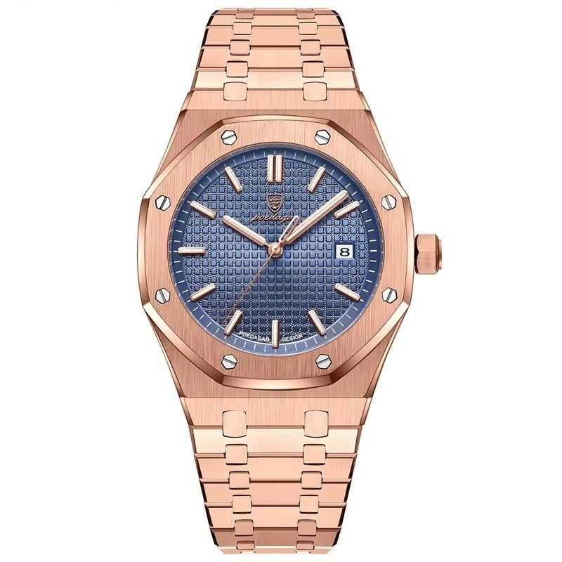 Ceas barbatesc Poedagar CS1864, otel inoxidabil, rose gold, cadran albastru