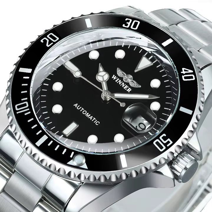 Ceas barbatesc Winner CS1738, automatic, otel inoxidabil, argintiu, cadran negru - imagine 5