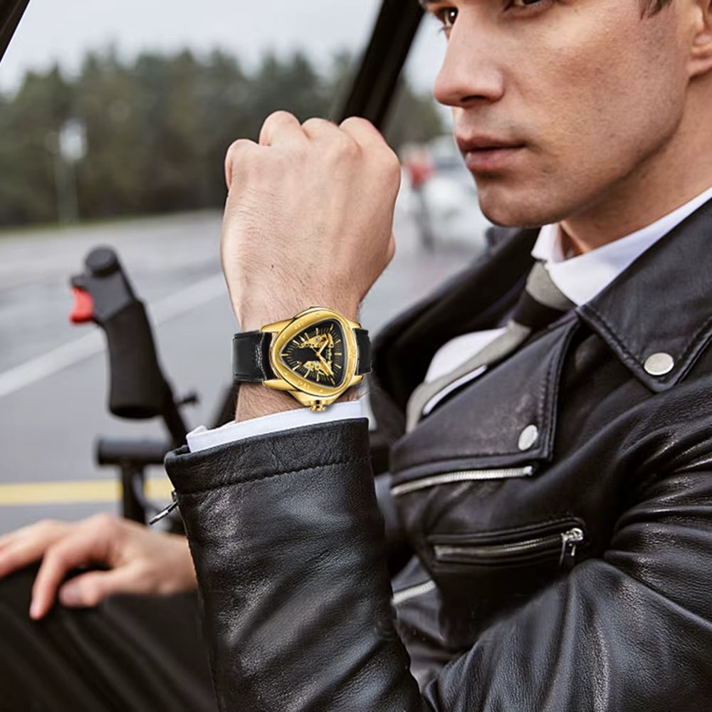 Ceas barbatesc Winner CS1740, automatic, piele naturala, negru, cadran negru - 1 | YEO