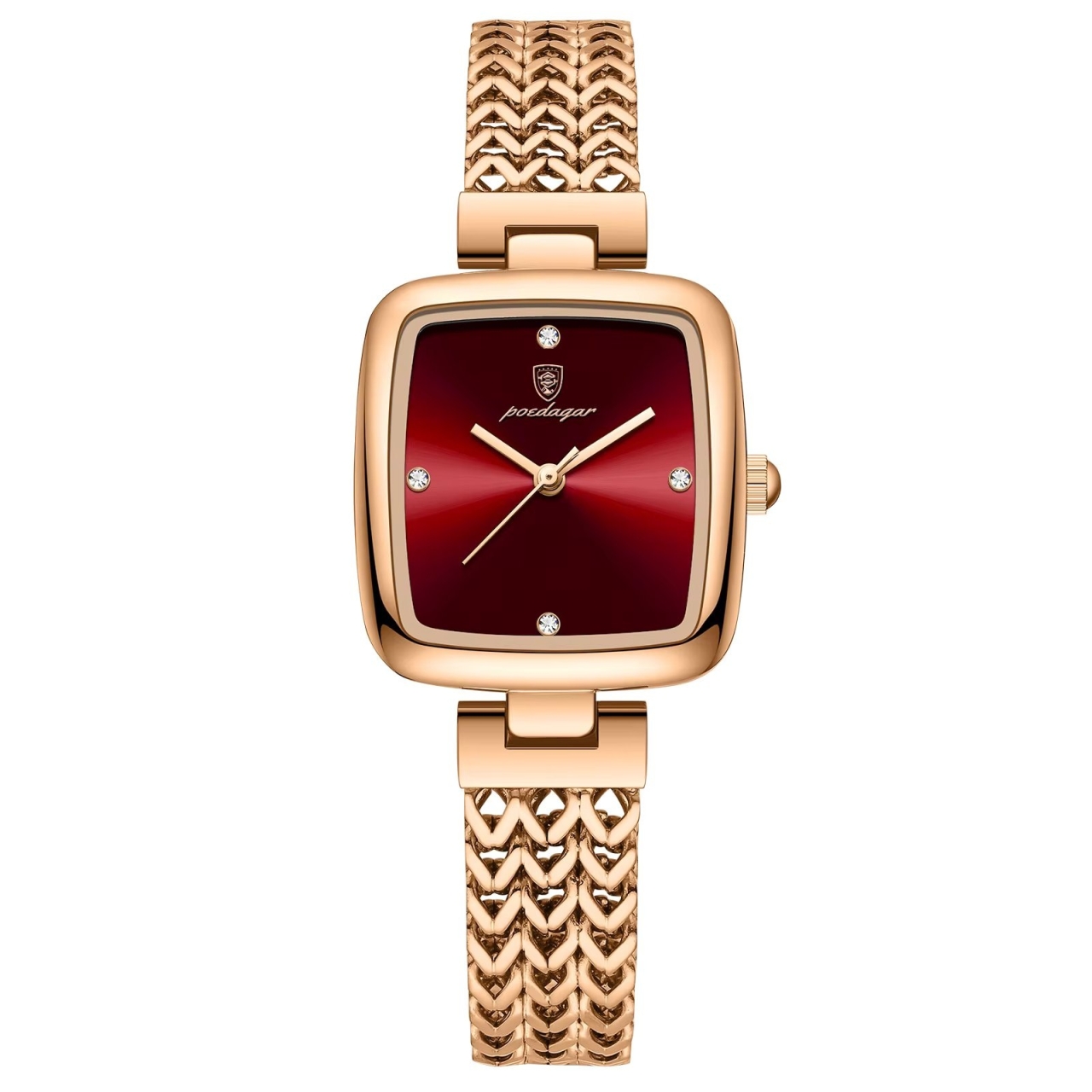 Ceas de dama Poedagar CS1914, otel inoxidabil, rose gold, cadran visiniu