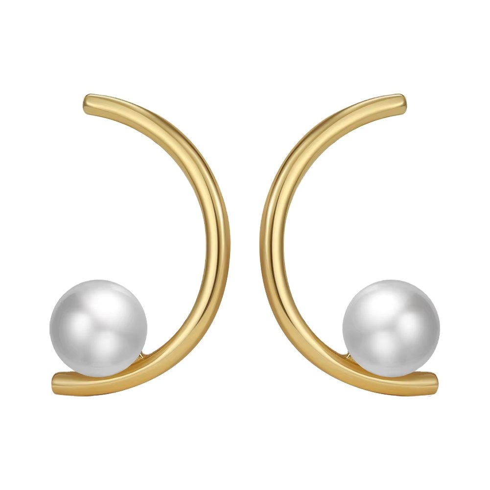 Cercei argint 925, JW1734, model semicerc si perla, placati cu aur