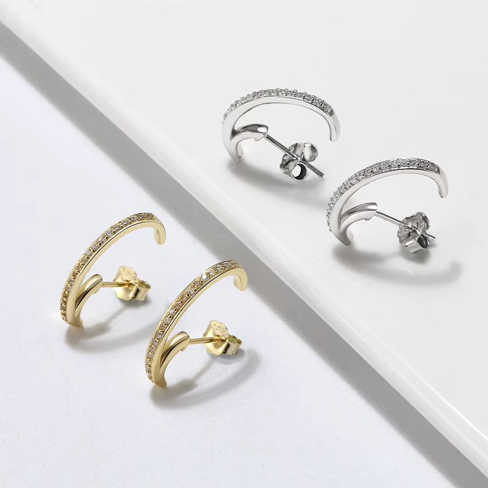 Cercei argint 925, JW1772, model semicerc, placati cu rodiu