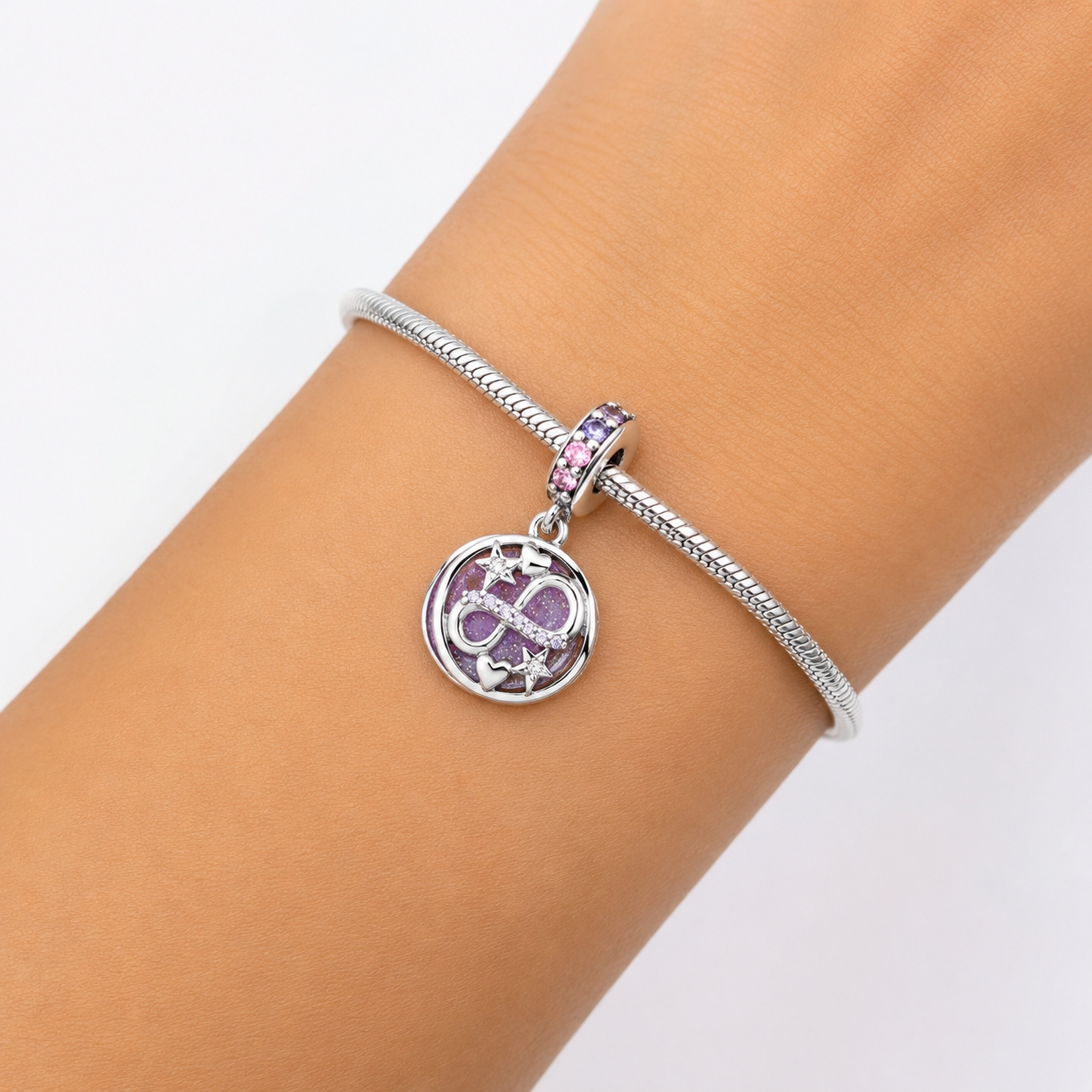 Charm/talisman argint 925, JW1169, model infinit, placat cu rodiu