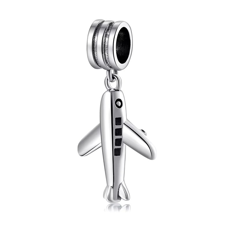 Charm/talisman argint 925, JW1630, model Avion, placat cu rodiu