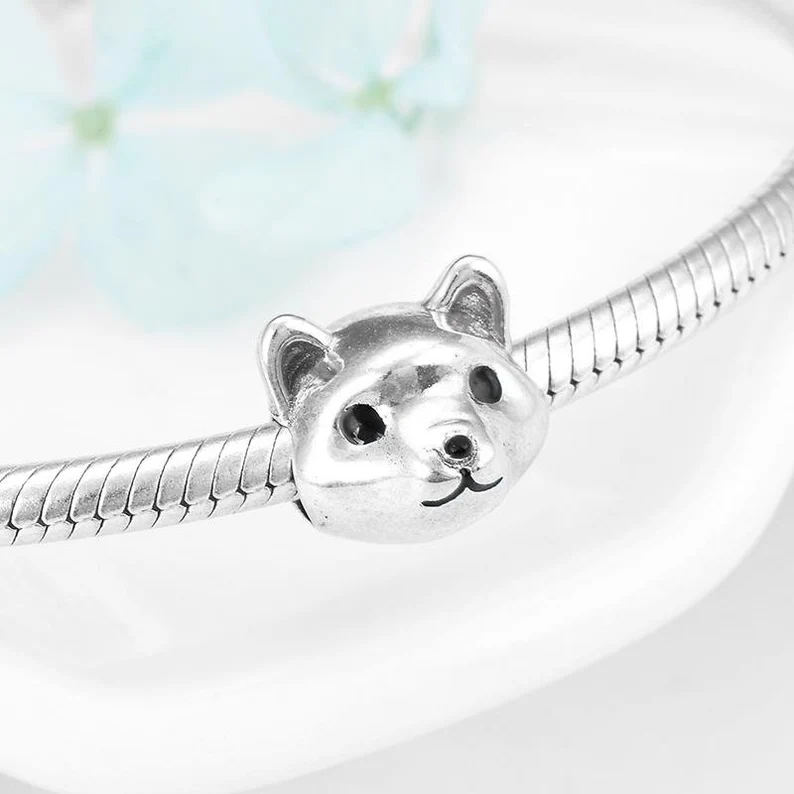 Charm/talisman argint 925, JW1647, model catelus, placat cu rodiu