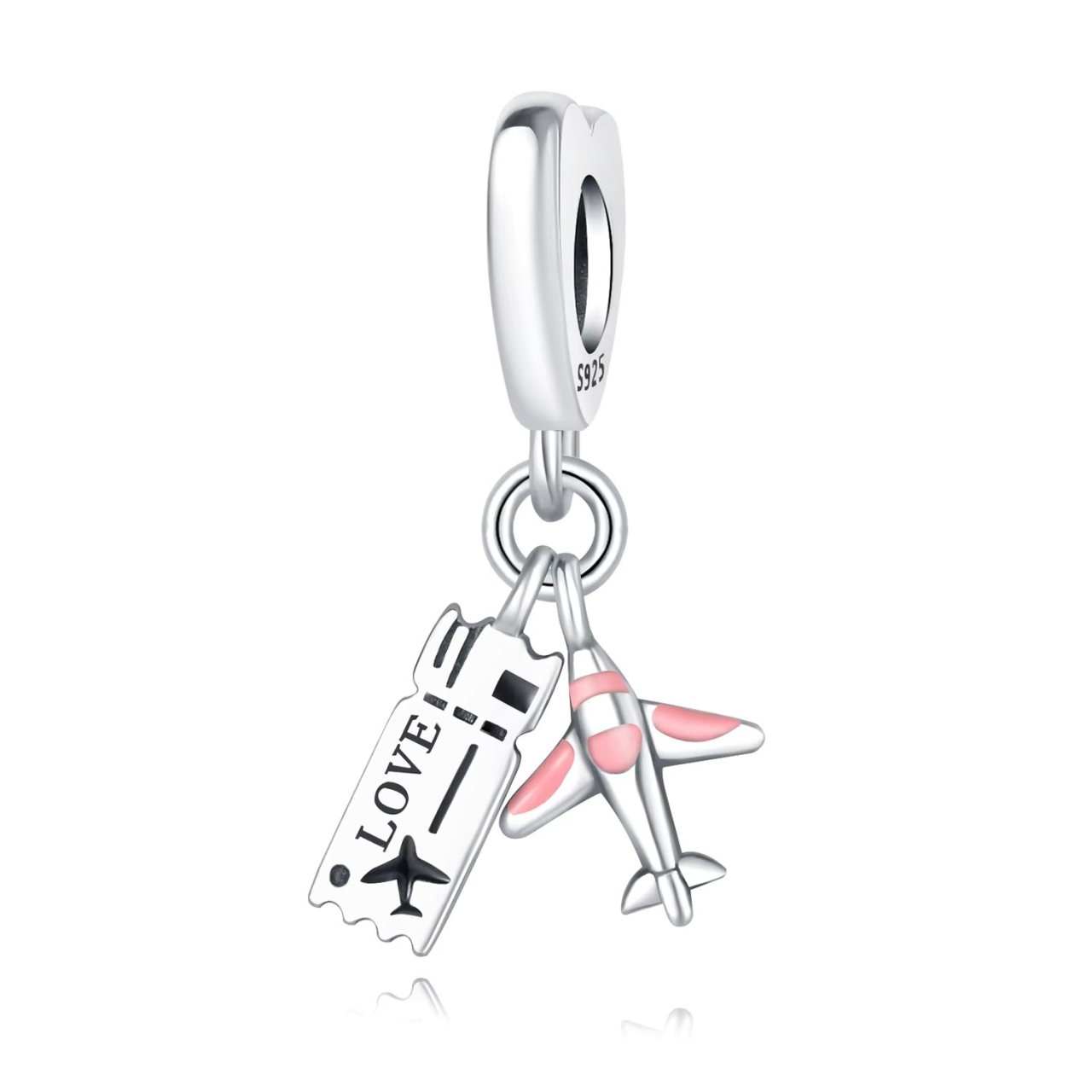 Charm/talisman argint 925, JW1657, model avion, placat cu rodiu