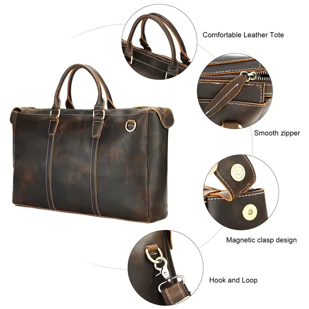 Geanta de calatorie unisex, Nyko GT3290, piele naturala, Maro