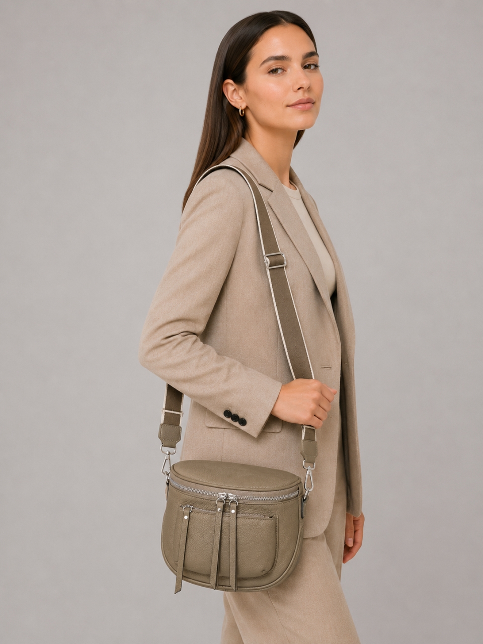 Geanta de dama, 99133, piele naturala, Taupe - imagine 2