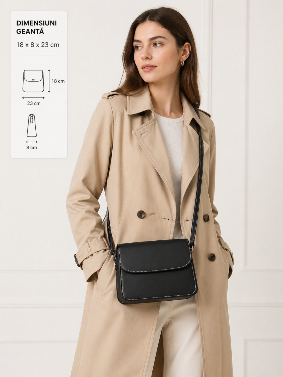 Geanta de dama, Amely GT3878, piele naturala, Negru - imagine 2