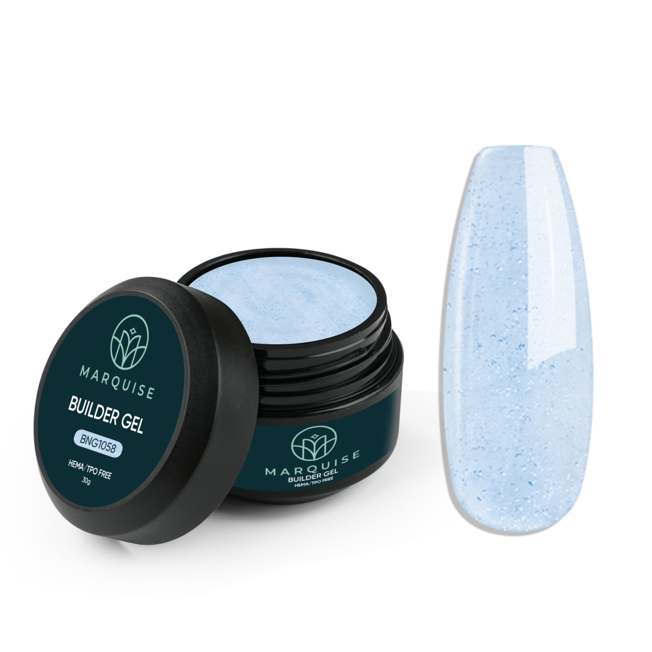 Gel UV Constructie Unghii HEMA/TPO FREE, Marquise, Glitter BNG1058, 30 g