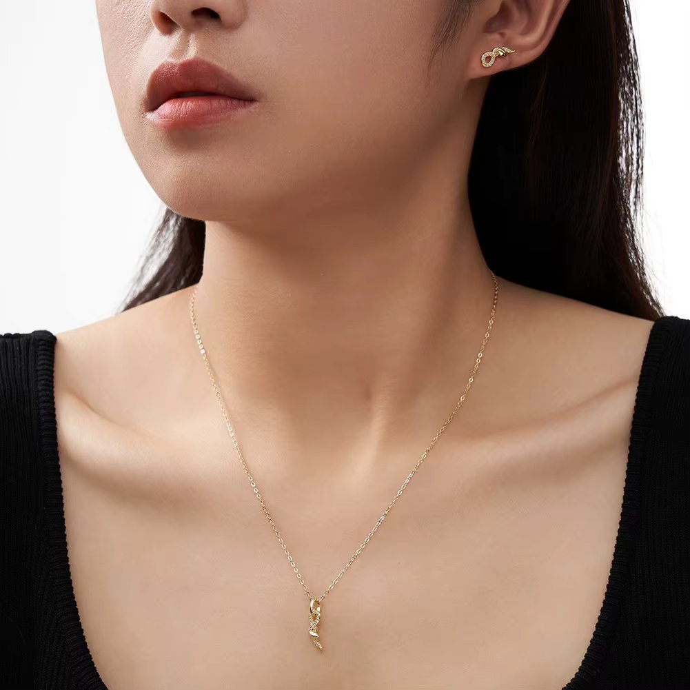 Lantisor argint 925, JW1757, model sarpe, placat cu rodiu