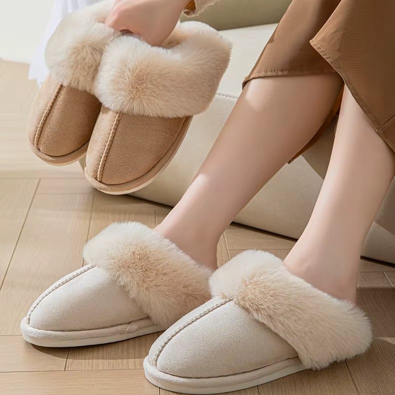 Papuci de casa pentru femei PC004, FluffyFeet, Crem