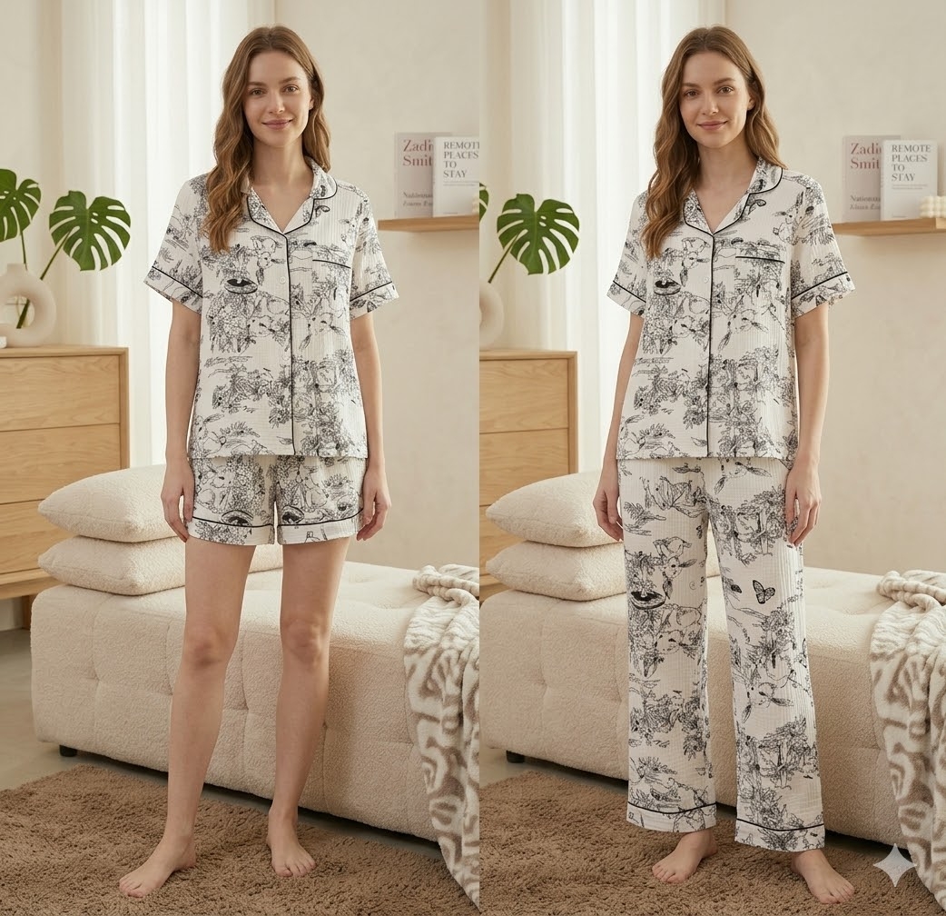 Pijama dama "Minimal Dream" din trei piese, PJ033, Gri