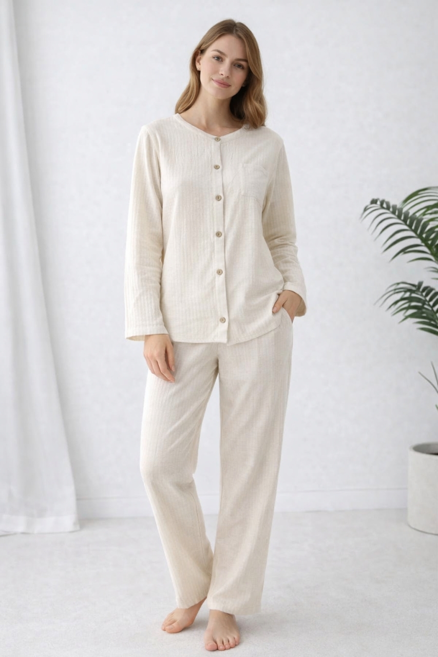 Pijama dama "Pure Comfort" din doua piese, PJ018, Bej