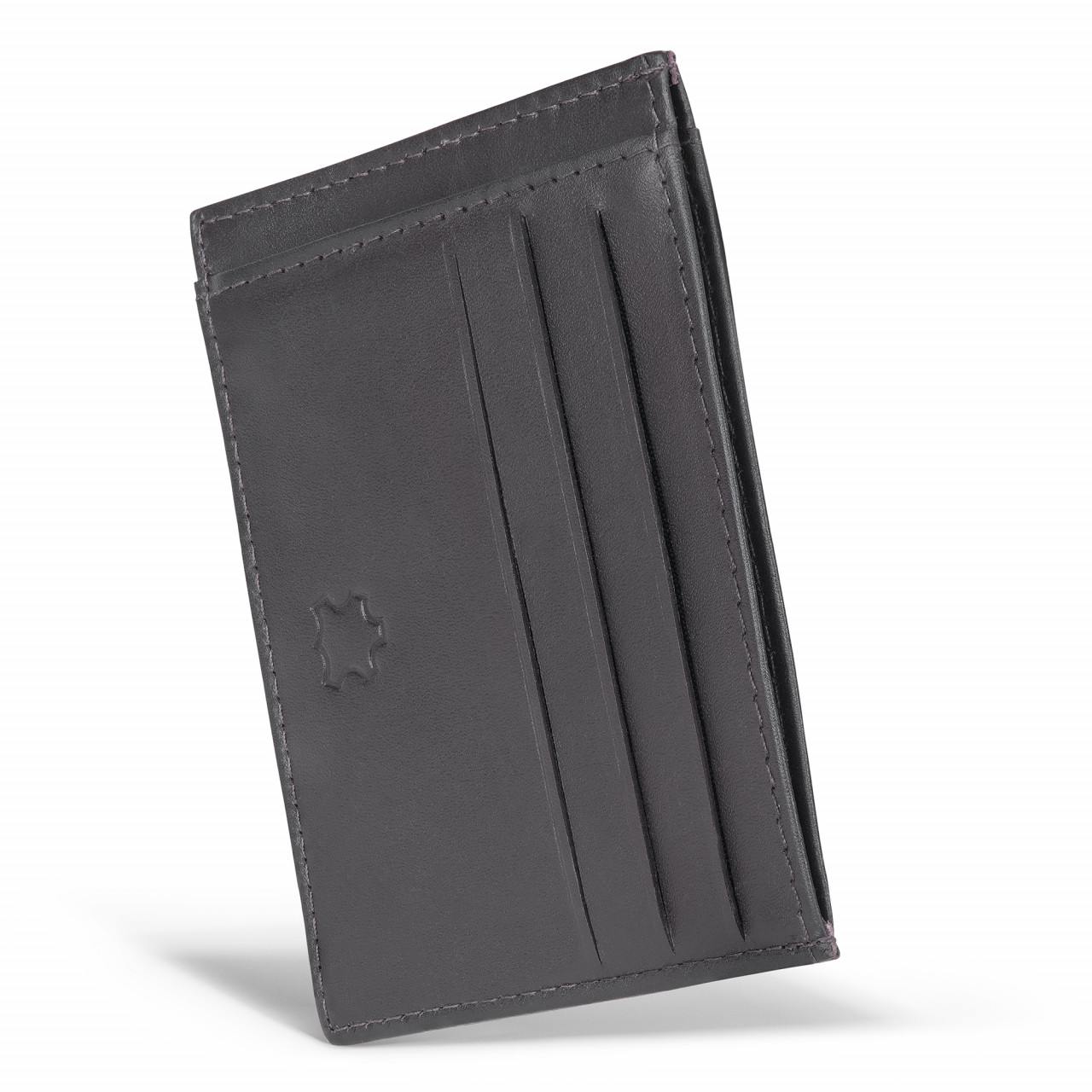 Port card unisex Delis piele naturală, model slim cu 6 compartimente, negru — imaginea 2