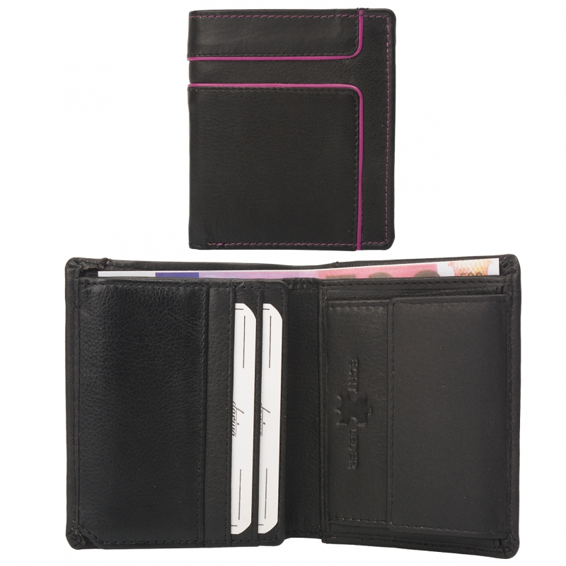 Portofel barbati Delis, Arin PT1434, piele naturala, Negru-Roz