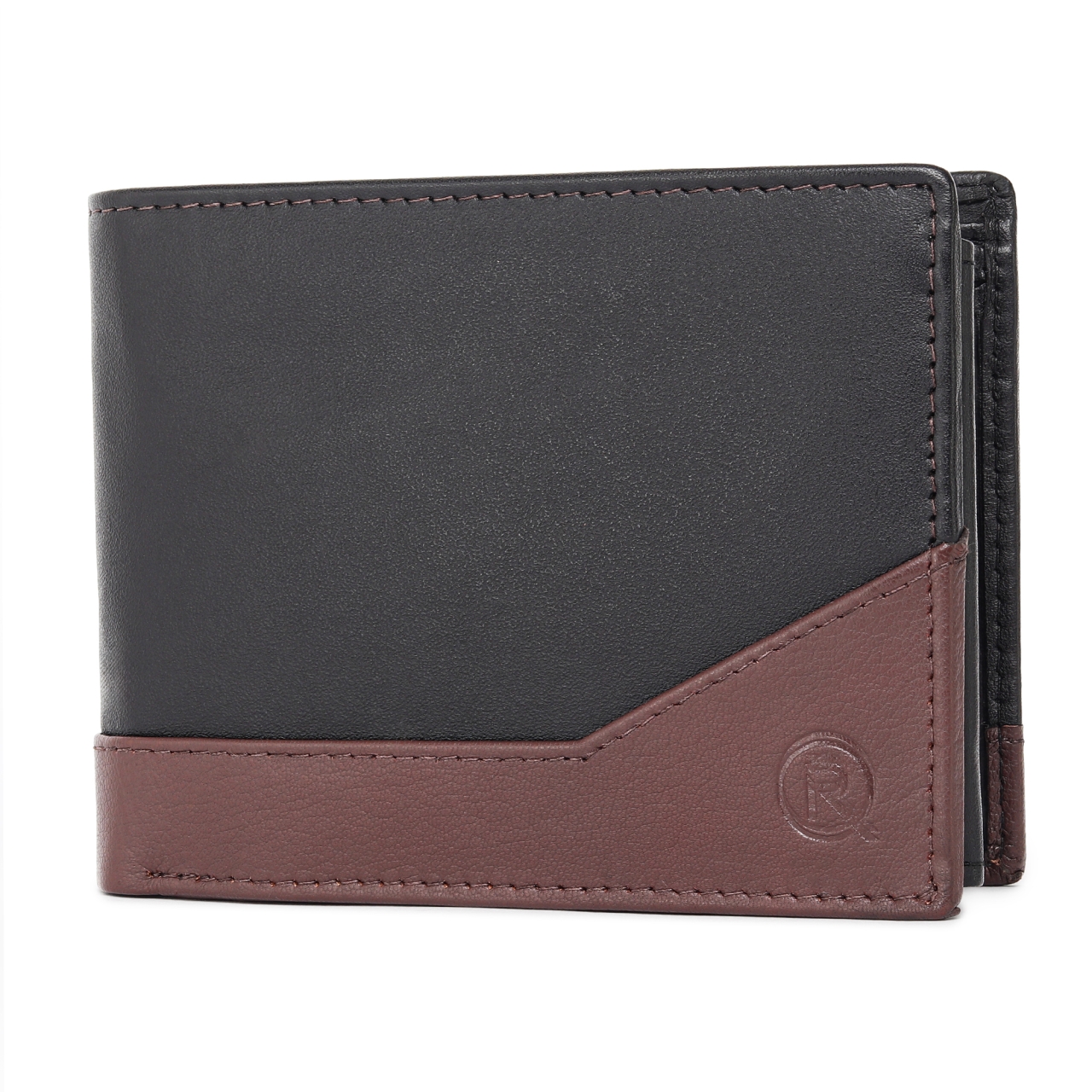 Portofel barbati Ronno, Dominic PT1474, piele naturala, Negru - Maro