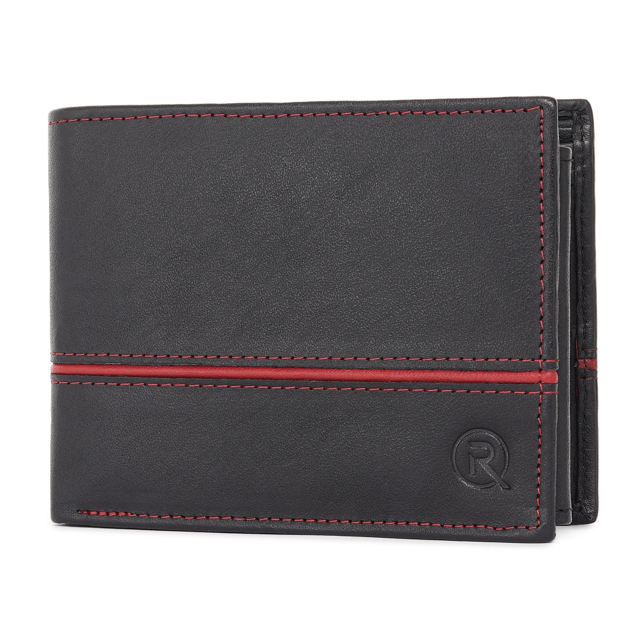 Portofel barbati Ronno, Frederic PT1467, piele naturala, Negru - Rosu