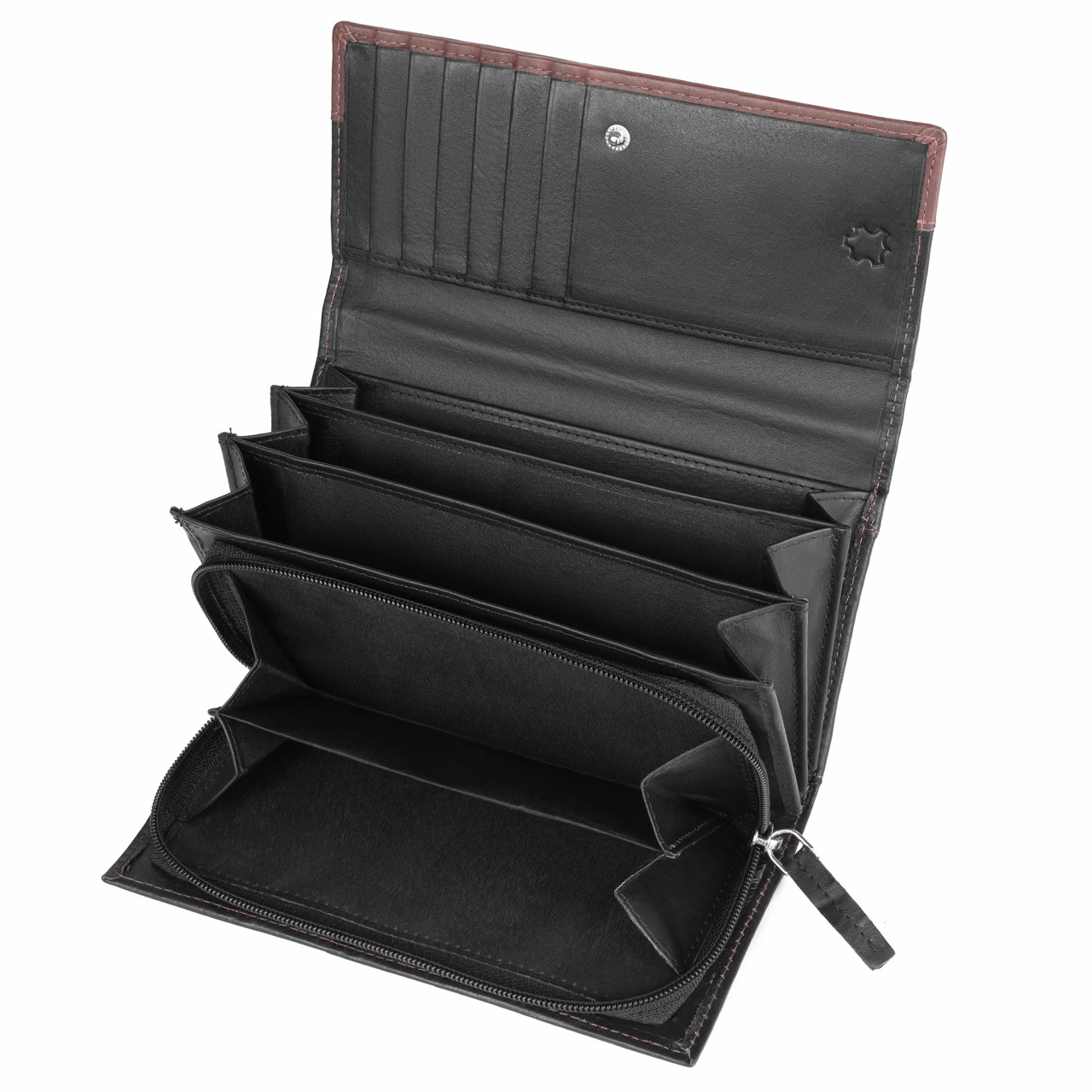 Portofel dama Marquise, Bluma PT1503, piele naturala, Negru/Maro - imagine 3