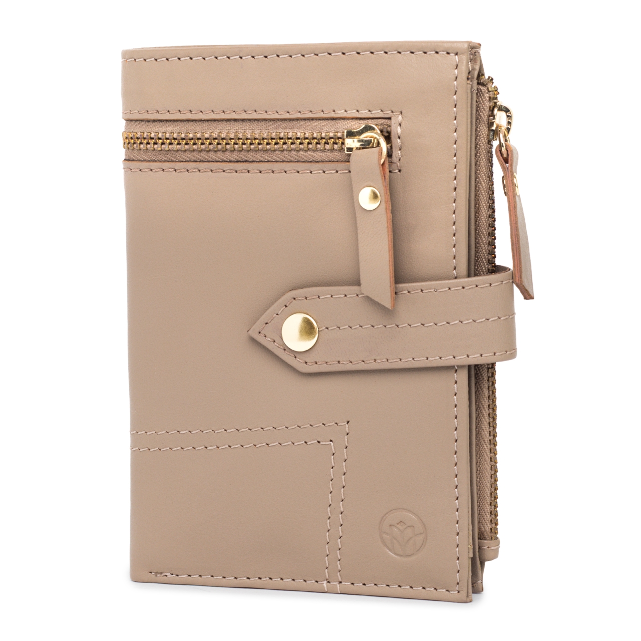 Portofel dama Marquise, Leandra PT1500, piele naturala, Crem