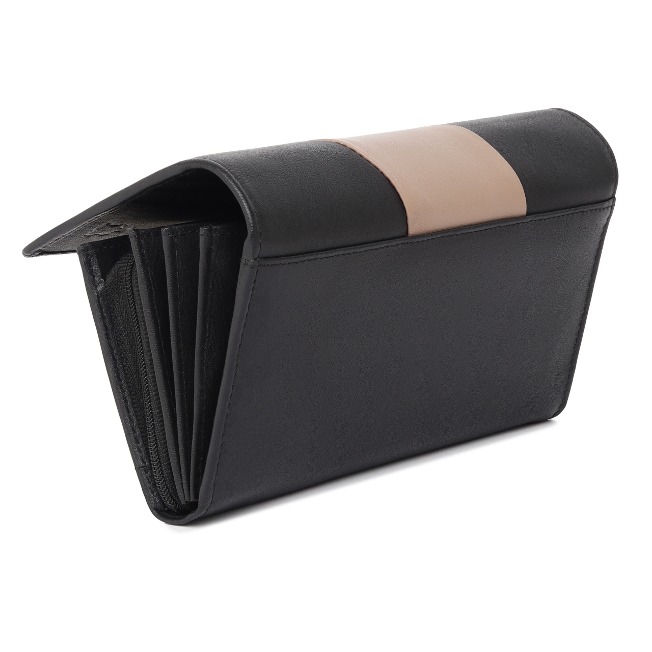 Portofel dama Marquise, Nectaria PT1465, piele naturala, Negru/Crem - imagine 2