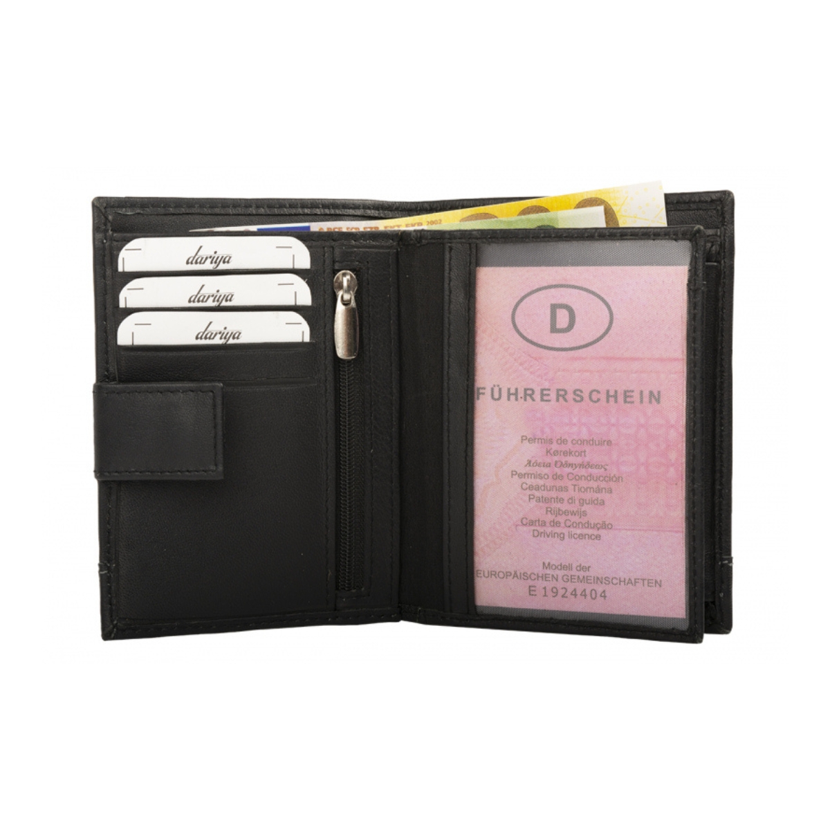 Portofel unisex Delis, Ryania PT1431, piele naturala, Negru-Gri