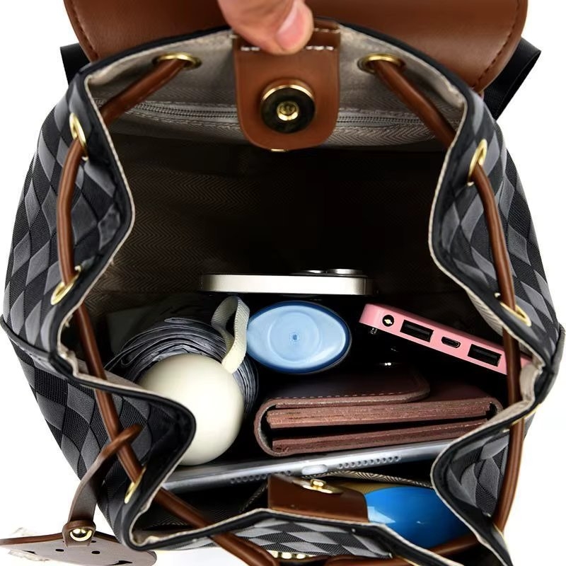 Rucsac dama, Elunara GT3612, Negru/Crem