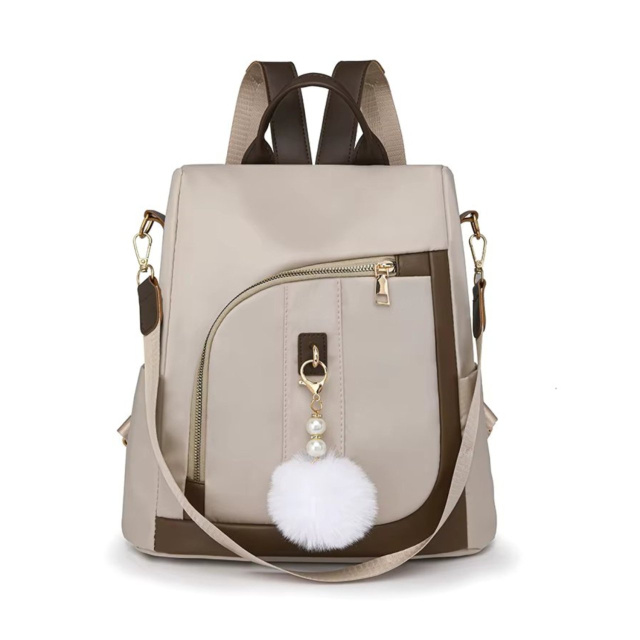 Rucsac dama, Ophelina GT3683, antifurt, Bej