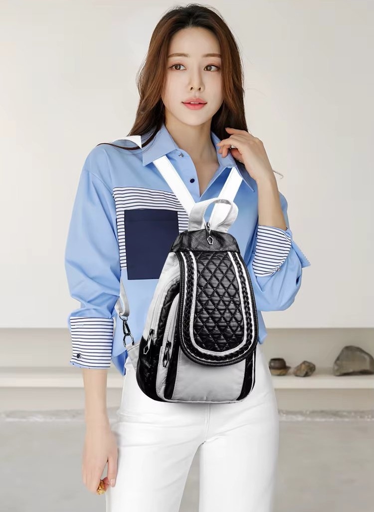 Rucsac dama, Rilena GT3630, Negru/Alb - 1 | YEO