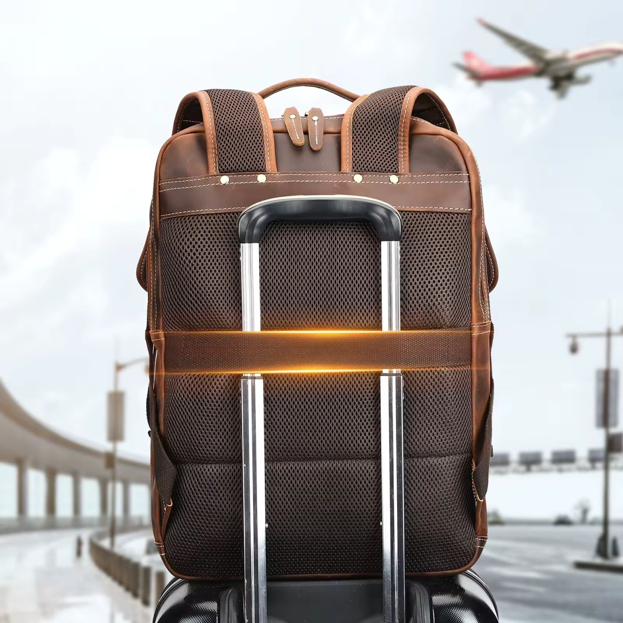 Rucsac pentru barbati, Caian GT3329, piele naturala, Maro