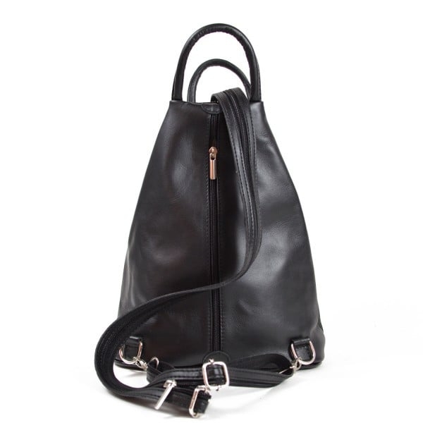 Rucsac pentru dama, Stefania GT1759, piele naturala, negru-rosu - 3 | YEO
