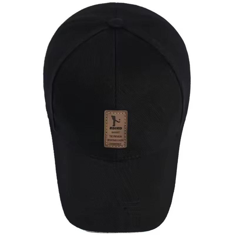 Șapcă bărbați baseball, cozoroc curbat, etichetă piele, gri deschis — imaginea 4